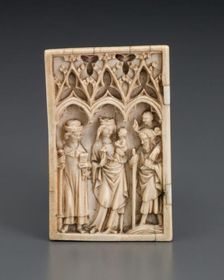 Wing of a Diptych: Virgin and Child with St. James the Greater and St..., 3rd quarter of 14th cent. Creator: Unknown