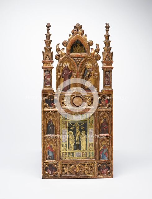 Wing of a Reliquary Diptych with the Crucifixion and Saints, c1355-1370. Creator: Tommaso da Modena.