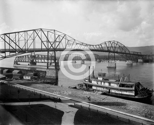 Winona bridges over the Mississippi, c1898. Creator: Unknown.