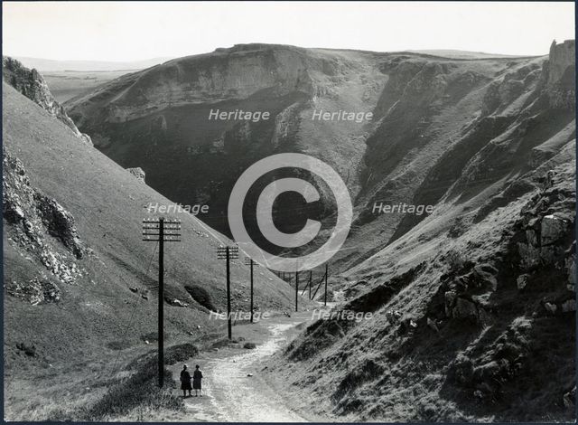 Winnats Pass, Castleton, High Peak, Derbyshire, 1930s. Creator: J Dixon Scott.