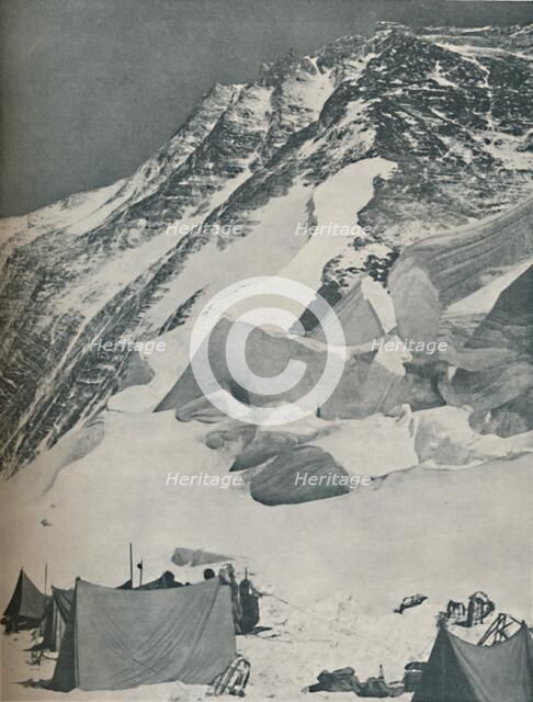 'Winning Towards The Goal: A Camp in the Snows of Everest', c1935. Artist: Mount Everest Committee.