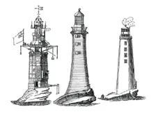 Winstanley, Smeaton and Rudyerd lighthouses, (1833)