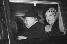 Winston Churchill (1874-1965) and Lady Churchill (1885-1977), Waterloo, London, 1952. Creator: Unknown