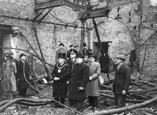 Winston Churchill (1874-1965) in Manchester following a bombing raid, 1945