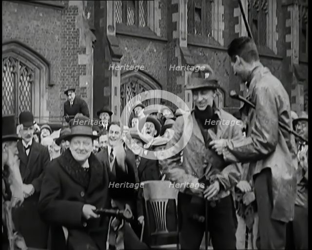 Winston Churchill, Chancellor of the Exchequer, Being Presented With an Irish Cap in Front..., 1926. Creator: British Pathe Ltd.