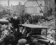 Winston Churchill and Clementine Churchill Driving Through Bombed Out Buildings, 1941. Creator: British Pathe Ltd
