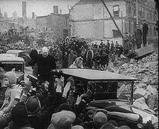 Winston Churchill and Clementine Churchill Driving Through Bombed Out Buildings, 1941. Creator: British Pathe Ltd