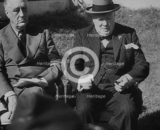 Winston Churchill and Franklin D. Roosevelt Talking to the Press, 1943. Creator: British Pathe Ltd.