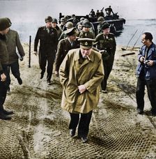 Winston Churchill across the Rhine. Outwards into Germany! Onwards to Victory! 1945