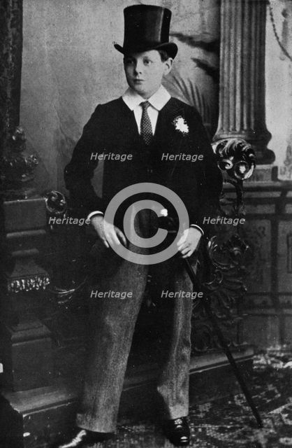 Winston Churchill as a Harrow schoolboy in 1889, (1945). Artist: Unknown.