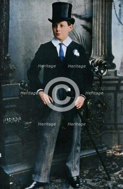 Winston Churchill as a Harrow schoolboy in 1889, (1945). Creator: Unknown.