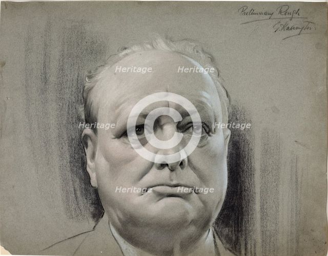 Winston Churchill, between 1939 and 1946. Creators: Central Office of Information, G Harington.