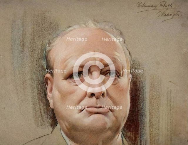 Winston Churchill, between 1939 and 1946. Creators: Central Office of Information, G Harington.