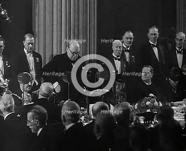 Winston Churchill Giving a Speech, 1942. Creator: British Pathe Ltd.
