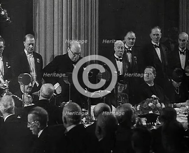 Winston Churchill Giving a Speech, 1942. Creator: British Pathe Ltd.