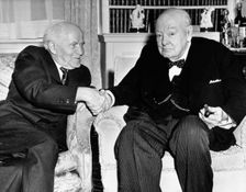 Winston Churchill, former British Prime Minister, withIsraeli Prime Minister David Ben Gurion. Creator: Unknown