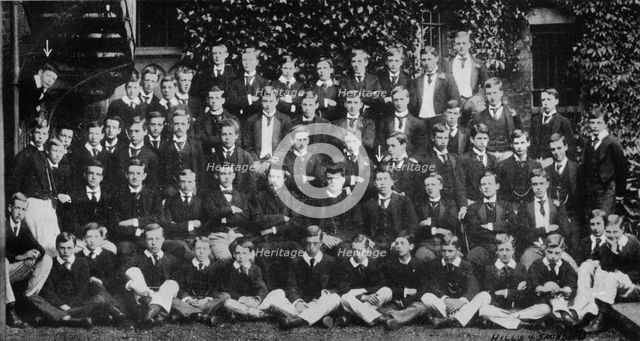 Winston Churchill in a group photograph at Harrow School, c1889, (1945). Artist: Unknown.