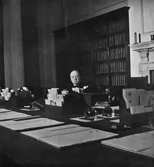 Winston Churchill in the Cabinet Room of 10 Downing Street c1940s, (1945)