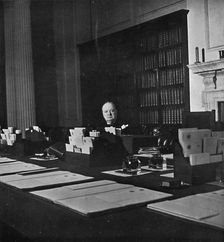 Winston Churchill in the Cabinet Room of 10 Downing Street c1940s, (1945)