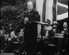 Winston Churchill Making a Speech from a Platform Infront of a Small Crowd, 1924. Creator: British Pathe Ltd