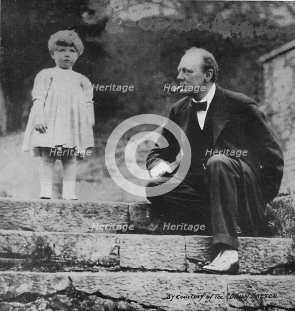 Winston Churchill with his daughter Mary at Chartwell, c1924, (1945). Artist: Unknown.