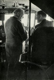 Winston Churchill talking to Captain Shakespeare of the flying boat Berwick c1939-c1944 (1946). Creator: Unknown
