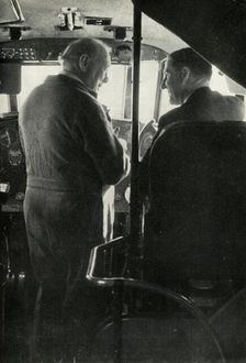 Winston Churchill talking to Captain Shakespeare of the flying boat Berwick c1939-c1944 (1946). Creator: Unknown