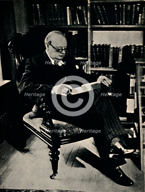 'Winston Spencer Churchill in His Library', 1945. Creator: Unknown.