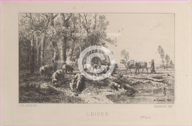 Winter, 1865. Creator: Charles Emile Jacque.