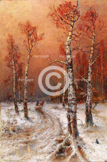 Winter mood with rooks, 1914. Creator: Klever, Juli Julievich (Julius) von, the Elder (1850-1924).