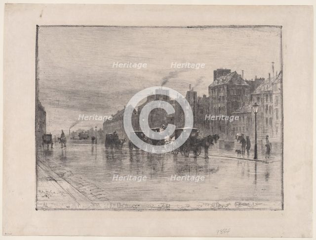 Winter Morning on the Quai de l'Hôtel Dieu, 1876. Creator: Felix Hilaire Buhot.