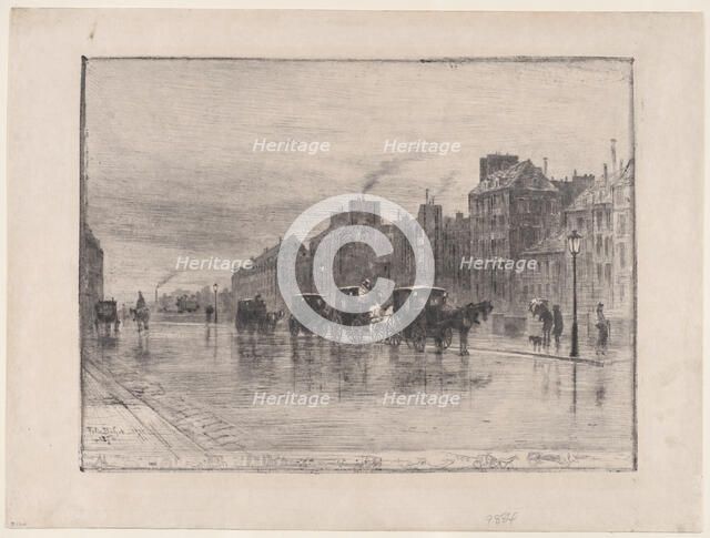 Winter Morning on the Quai de l'Hôtel Dieu, 1876. Creator: Felix Hilaire Buhot.