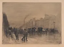 Winter Morning on the Quay, Paris, 1883. Creator: Felix Hilaire Buhot