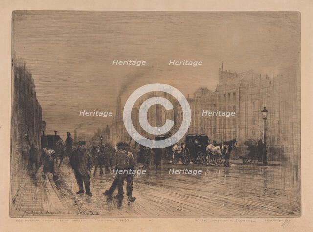 Winter Morning on the Quay, Paris, 1883. Creator: Felix Hilaire Buhot.