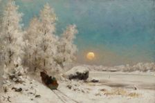 Winter Night, Moon Rising, 1865-1900. Creator: August Fredrik Ahlstedt
