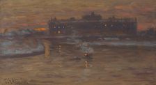 Winter Night by the Stockholm Strom, c1900s. Creator: Per Ekstrom