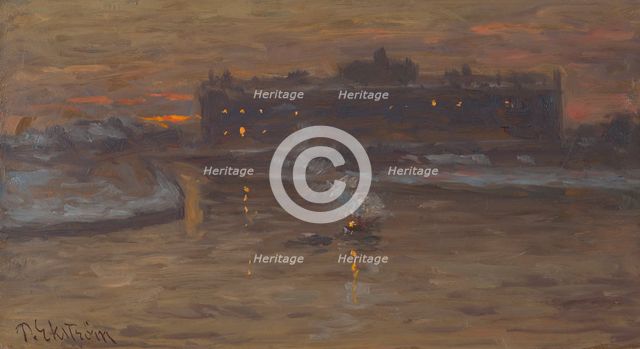 Winter Night by the Stockholm Strom, c1900s. Creator: Per Ekstrom.