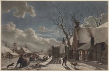Winter Night in a Dutch Town, 1797. Creator: Jacob Cats (Dutch, 1741-1799)