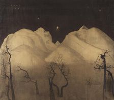 Winter Night in the Mountains. Study, from 1901 until 1902. Creator: Harald Sohlberg