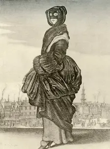 Winter - Outdoor winter dress of English woman, reign of Charles I c1620-1640, (1937) Creator: Unknown