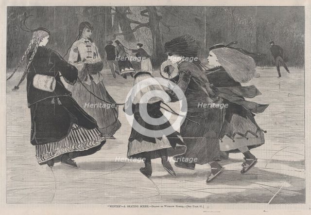 Winter - A Skating Scene (Harper's Weekly, Vol. XII), January 25, 1868. Creator: Unknown.