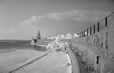 Winter at Borstahusen harbour, Landskrona, Sweden, 1940s