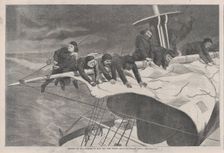 Winter at Sea - Taking in Sail off the Coast (Harper's Weekly, Vol. VIII), January 16, 1869. Creator: Unknown