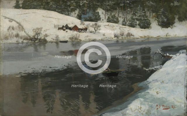 Winter at the River Simoa, 1883. Creator: Frits Thaulow.