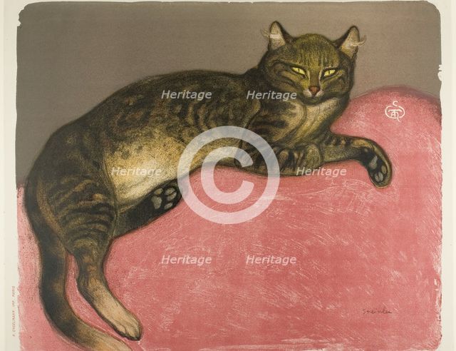 Winter: Cat on a Cushion, 1909. Creator: Theophile Alexandre Steinlen.