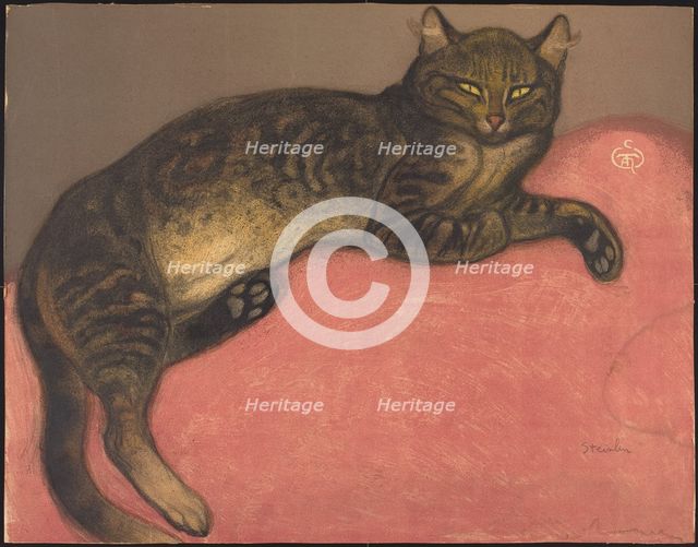 Winter: Cat on a Cushion (L'hiver: Chat sur un coussin), late 19th-early 20th century. Creator: Theophile Alexandre Steinlen.