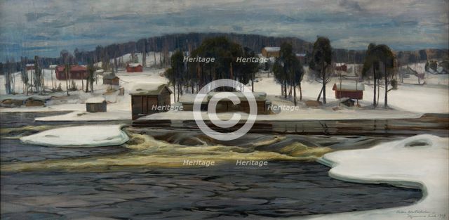 Winter day at the river Kymijoki, 1919.