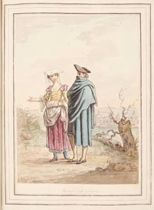 Winter Dress of Rome, leaf from A Collection of Dresses by David Allan Mostly from Nature 1776. Creator: David Allan