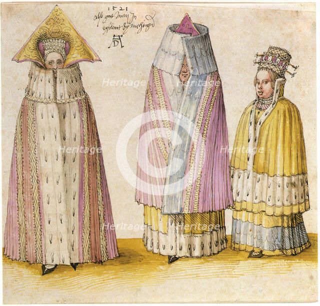 Winter dress of three ladies from Livonia, 1521. Creator: Dürer, Albrecht (1471-1528).