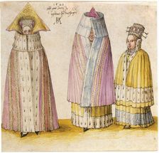 Winter dress of three ladies from Livonia, 1521. Creator: Dürer, Albrecht (1471-1528)